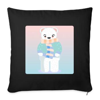 Cute polar bear WINTER CLOTHING - Sofa pillowcase 17,3'' x 17,3'' (45 x 45 cm) - black - Front