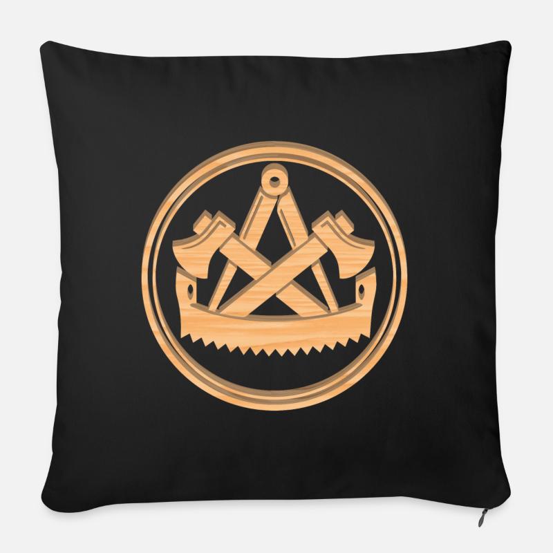 Zimmermann Zimmerer Zunft Logo Wappen Holz Hell - Sofakissenbezug 45 x 45 cm - Schwarz