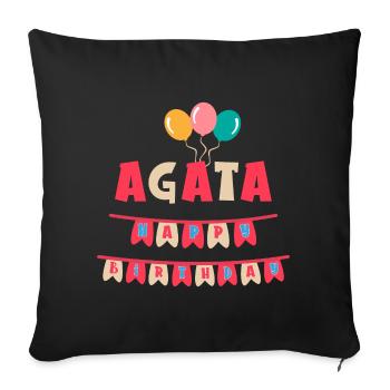 Agata t-shirt joyeux anniversaire joyeux anniversaire - Housse de coussin décorative 45 x 45 cm - noir - Devant