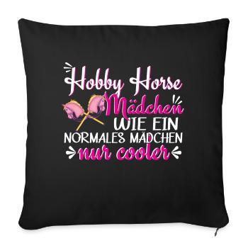 Hobby Horsing Reiterin Reitsport - Sofakissenbezug 45 x 45 cm - Schwarz - Vorne