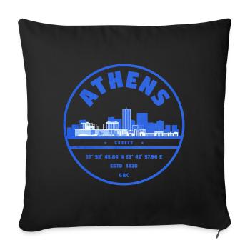 Timbre de la Skyline d’Athènes - Housse de coussin décorative 45 x 45 cm - noir - Devant