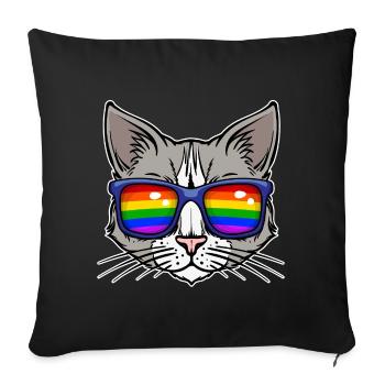 Lesbian Bisexual Relationship Cool Lgbt Cat - Sofa pillowcase 17,3'' x 17,3'' (45 x 45 cm) - black - Front