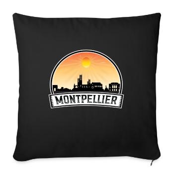Montpellier France Skyline Vintage Sunset Travel S - Housse de coussin décorative 45 x 45 cm - noir - Devant