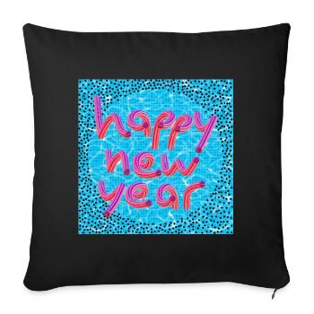 Happy new year - Sofa pillowcase 17,3'' x 17,3'' (45 x 45 cm) - black - Front