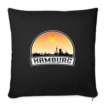 Hamburg Germany Skyline Vintage Sunset Travel Souv - Sofa pillowcase 17,3'' x 17,3'' (45 x 45 cm) - black - Front