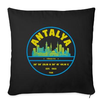 Antalya Skyline Badge Turkey - Sofa pillowcase 17,3'' x 17,3'' (45 x 45 cm) - black - Front