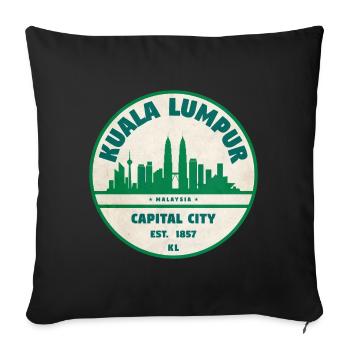 Kuala Lumpur Skyline Emblem - Sofakissenbezug 45 x 45 cm - Schwarz - Vorne