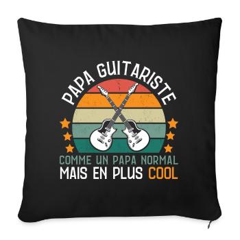 Papa guitariste humour guitare cadeau père - Housse de coussin décorative 45 x 45 cm - noir - Devant