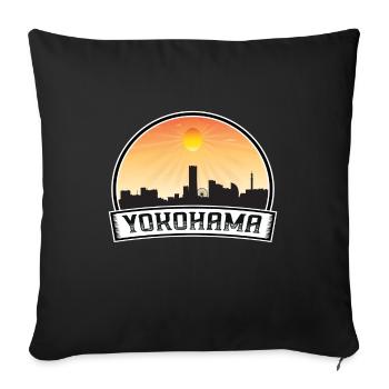 Yokohama Japon Skyline Vintage Sunset Travel Souve - Housse de coussin décorative 45 x 45 cm - noir - Devant