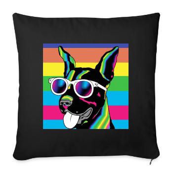 Psychedelic Pup Rainbow Glasses - Sofa pillowcase 17,3'' x 17,3'' (45 x 45 cm) - black - Front