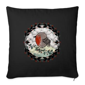 Robin Illustration - Sofa pillowcase 17,3'' x 17,3'' (45 x 45 cm) - black - Front