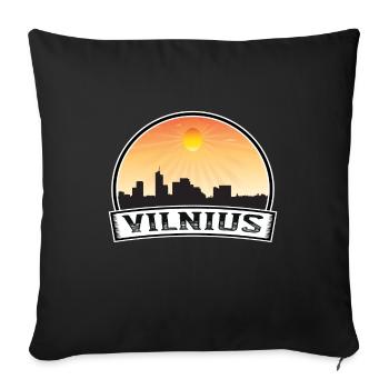 Vilnius Lituanie Skyline Vintage Sunset Travel So - Housse de coussin décorative 45 x 45 cm - noir - Devant