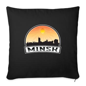 Minsk Biélorussie Skyline Vintage Sunset Travel Souven - Housse de coussin décorative 45 x 45 cm - noir - Devant