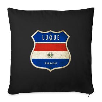 Luque Paraguay coat of arms flag design - Sofa pillowcase 17,3'' x 17,3'' (45 x 45 cm) - black - Front