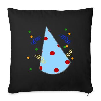 geburtstagshut, Partyhütchen - Sofakissenbezug 45 x 45 cm - Schwarz - Vorne