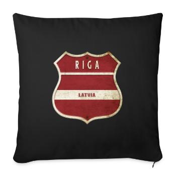 Riga Lettland Wappen Flaggen Design - Sofakissenbezug 45 x 45 cm - Schwarz - Vorne