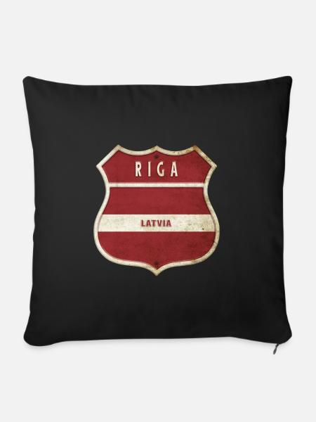 Riga Lettland Wappen Flaggen Design - Sofakissenbezug 45 x 45 cm - Schwarz
