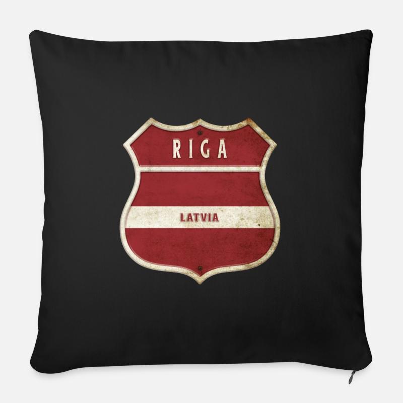 Riga Lettland Wappen Flaggen Design - Sofakissenbezug 45 x 45 cm - Schwarz