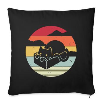 Drôle de chat dans un style rétro - Housse de coussin décorative 45 x 45 cm - noir - Devant