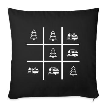 Tic Tac Spiel - Camping - (2) - Sofakissenbezug 45 x 45 cm - Schwarz - Vorne