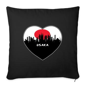 Osaka Japon Flag Skyline Souvenir de voyage - Housse de coussin décorative 45 x 45 cm - noir - Devant