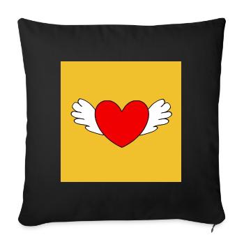 red heart red heart red heart - Sofa pillowcase 17,3'' x 17,3'' (45 x 45 cm) - black - Front
