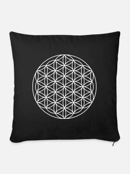 Blume des Lebens Symbol - Sofakissenbezug 45 x 45 cm - Schwarz
