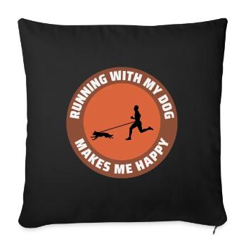 Canicross Trail Running Dog Sport Outdoor Hobby - Sofa pillowcase 17,3'' x 17,3'' (45 x 45 cm) - black - Front