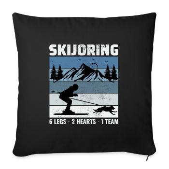Dog Skijoring Extreme Winter Sport Ski Race Racing - Sofa pillowcase 17,3'' x 17,3'' (45 x 45 cm) - black - Front
