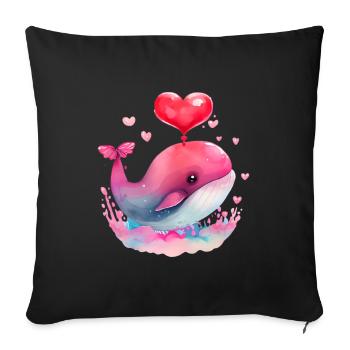 Cadeau de Saint-Valentin Baleine - Housse de coussin décorative 45 x 45 cm - noir - Devant