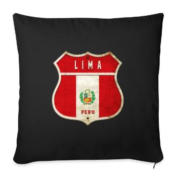 Lima Peru Wappen Flaggen Design - Sofakissenbezug 45 x 45 cm - Schwarz - Vorne