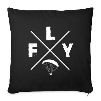FLY paraglider white - Sofa pillowcase 17,3'' x 17,3'' (45 x 45 cm) - black - Front
