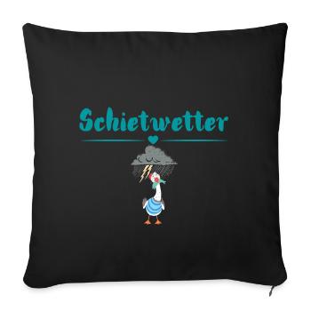 Schietwetter Möwe. Maritime Kleidung - Sofakissenbezug 45 x 45 cm - Schwarz - Vorne