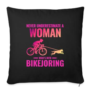 Bikejoring DogScooting Dog Sport Bike Bicycle Ride - Housse de coussin décorative 45 x 45 cm - noir - Devant