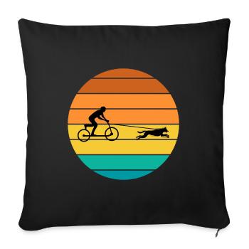 Bikejoring DogScooting Dog Sport Bike Bicycle Ride - Housse de coussin décorative 45 x 45 cm - noir - Devant
