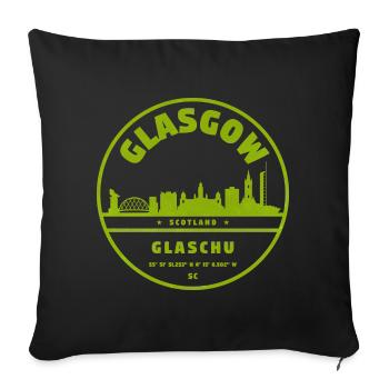 Glasgow Skyline Green Round Logo - Sofa pillowcase 17,3'' x 17,3'' (45 x 45 cm) - black - Front