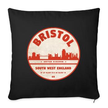 Emblème rétro du Bristol Skyline - Housse de coussin décorative 45 x 45 cm - noir - Devant