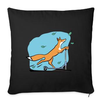 Fuchs mit Roller - Sofakissenbezug 45 x 45 cm - Schwarz - Vorne