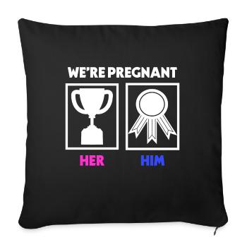Déclaration de grossesse du parent Enceinte - Housse de coussin décorative 45 x 45 cm - noir - Devant