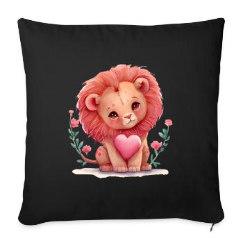 Cadeau de Saint-Valentin Lion - Housse de coussin décorative 45 x 45 cm - noir - Devant