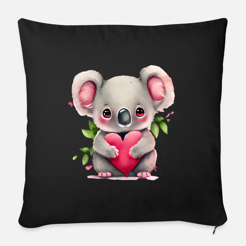 Koala Valentine's Day Gift - Sofa pillowcase 17,3'' x 17,3'' (45 x 45 cm) - black