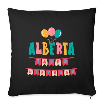 t-shirt happy birthday Alberta happy birthday - Sofa pillowcase 17,3'' x 17,3'' (45 x 45 cm) - black - Front