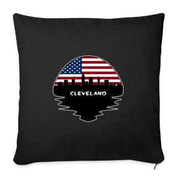 Cleveland Ohio USA Flagge Skyline Silhouette Reisen - Sofakissenbezug 45 x 45 cm - Schwarz - Vorne