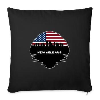 Nouvelle-Orléans Louisiane États-Unis Flag Skyline Silhouette - Housse de coussin décorative 45 x 45 cm - noir - Devant