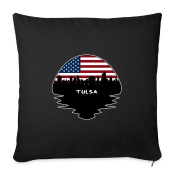 Tulsa Oklahoma Usa Flag Skyline Silhouette Travel - Sofa pillowcase 17,3'' x 17,3'' (45 x 45 cm) - black - Front