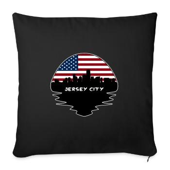 Jersey City New Jersey États-Unis Flag Skyline Silhouette - Housse de coussin décorative 45 x 45 cm - noir - Devant