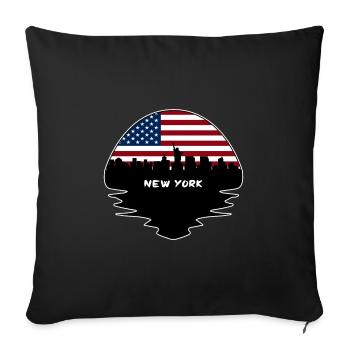 New York New York États-Unis Flag Skyline Silhouette - Housse de coussin décorative 45 x 45 cm - noir - Devant