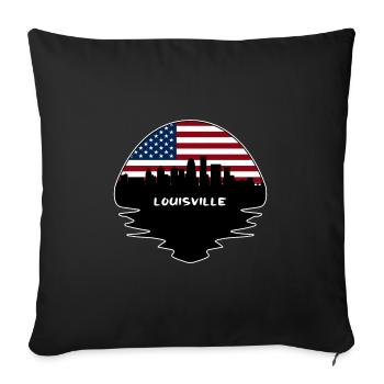 Louisville Kentucky Usa drapeau Skyline Silhouette Tr - Housse de coussin décorative 45 x 45 cm - noir - Devant