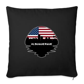Albuquerque Nouveau-Mexique États-Unis Flag Skyline Silhouette - Housse de coussin décorative 45 x 45 cm - noir - Devant