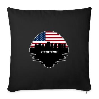 Richmond Virginia Usa Flag Skyline Silhouette Trav - Sofa pillowcase 17,3'' x 17,3'' (45 x 45 cm) - black - Front